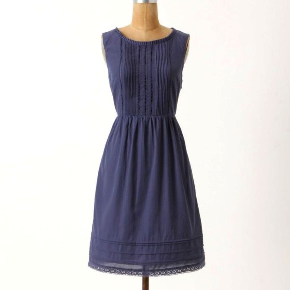 Anthropologie's Moulinette Soeurs Blue dot dress, size 12